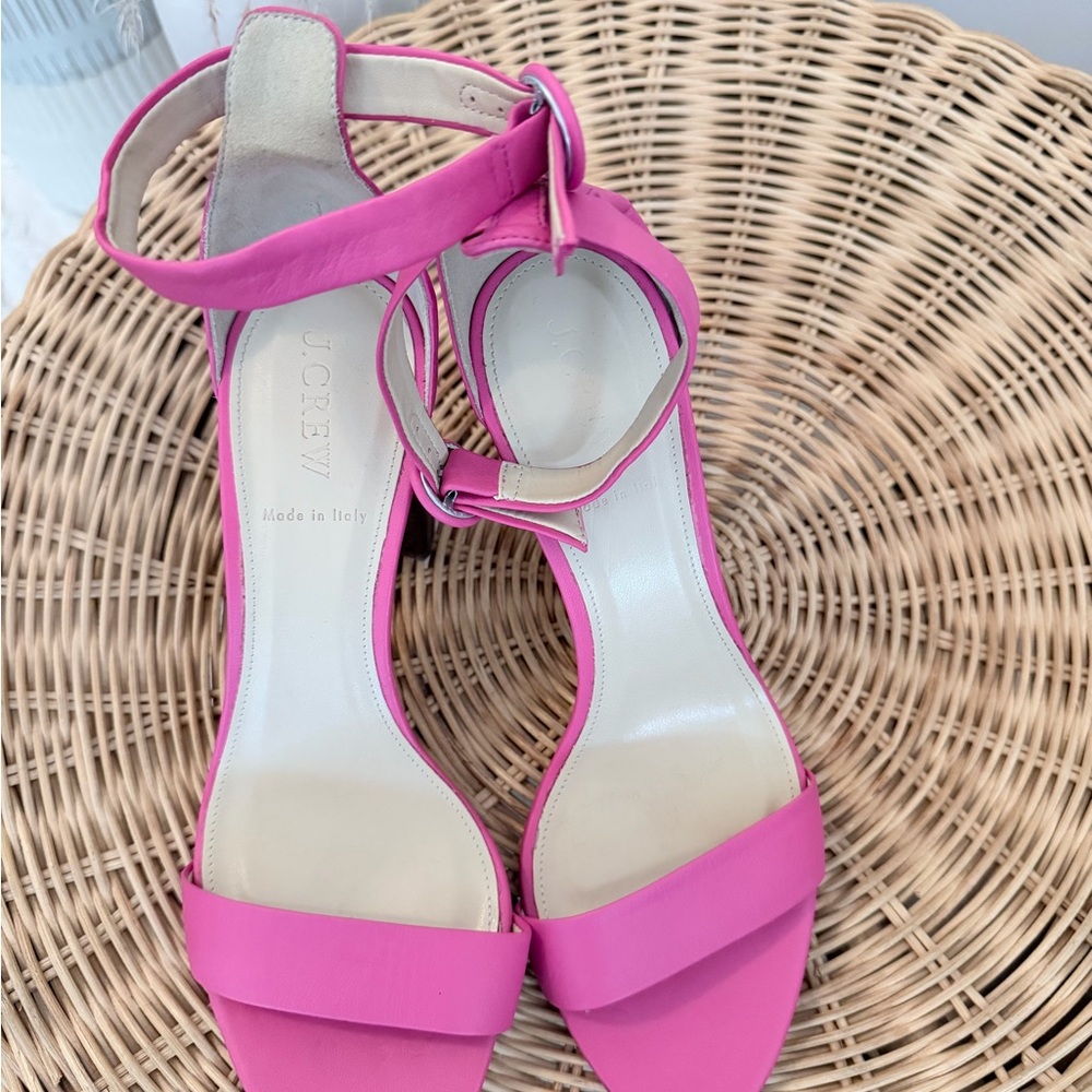 J. Crew Hot Pink Ankle-Strap Block Heels - Picture 4 of 4